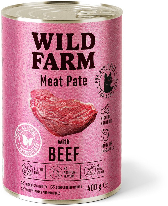 WILD FARM Pate with Beef 400g - bezglutenowa karma dla kota