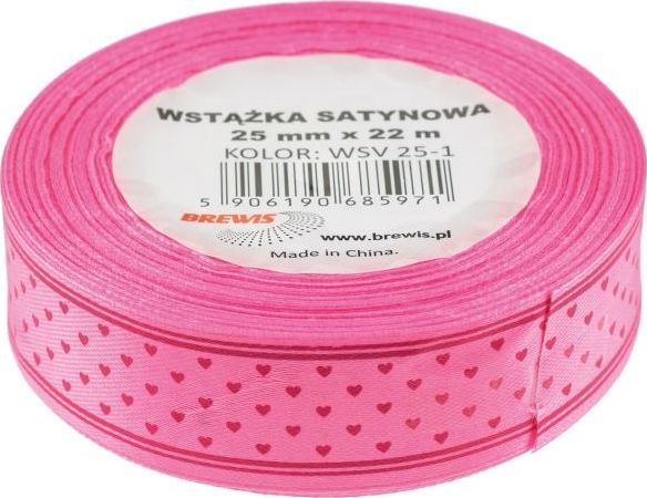 BREWIS Wstążka satynowa serca 25mm kolor 1 Brewis