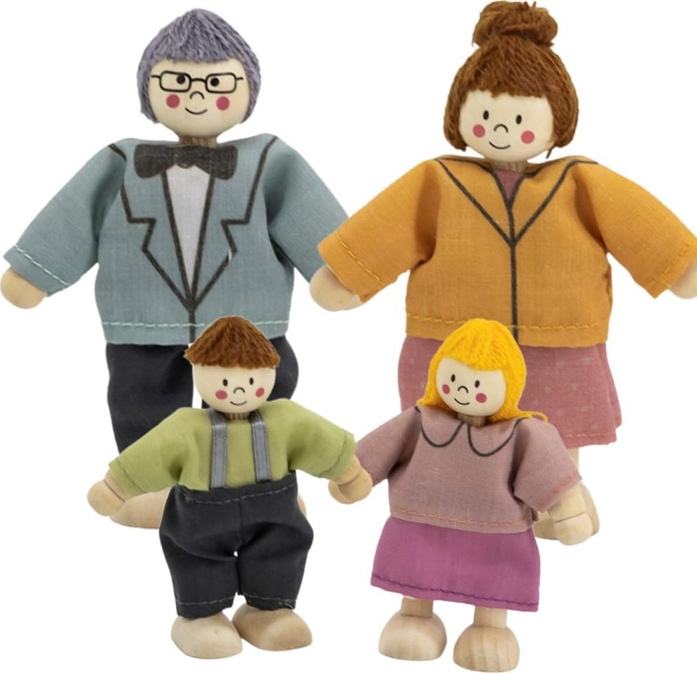 Viga Toys VIGA Zestaw Drewnianych Laleczek Materiałowe Ubranka 4 szt