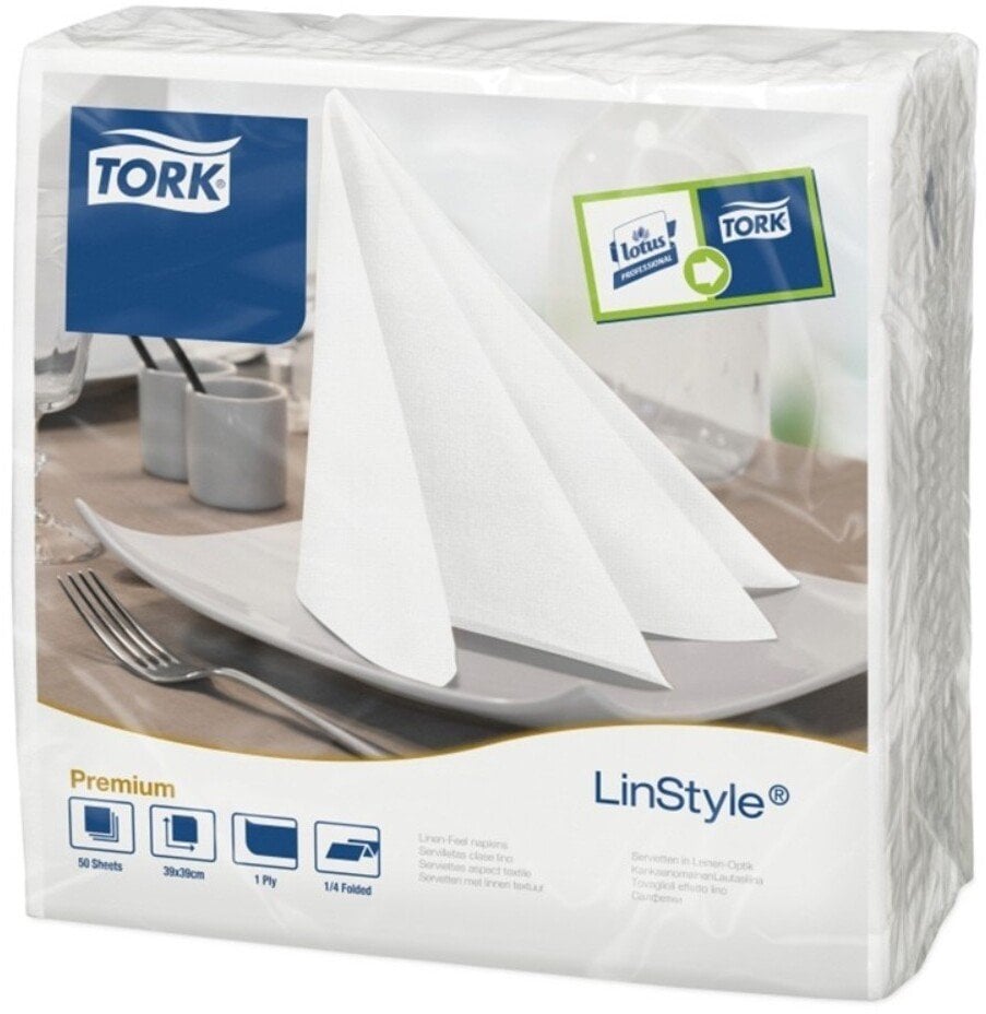 Tork LinStyle - Serwetki obiadowe, premium - Białe