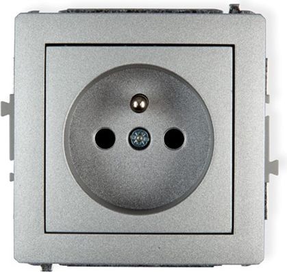 Karlik Deco gniazdko podtynkowe pojedyńcze z uziemieniem srebrny metalik (7DGP-1z)