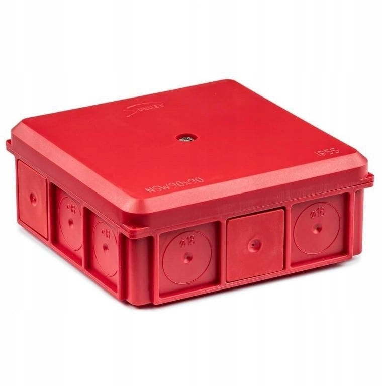 Puszka naścienna 90x37x90mm IP55 z dławnicami z wkrętem czerwona NSW90x90 35418701