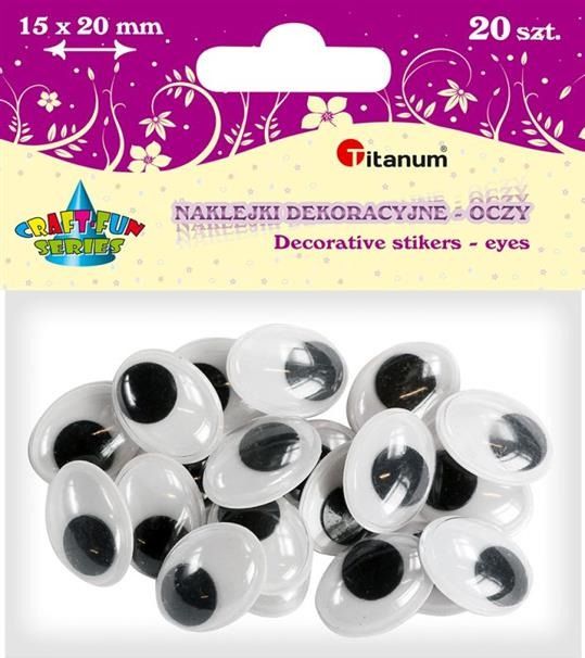 Titanum Oczy ruchome 15x20mm samoprzylepne 20szt,CRAFT-FUN