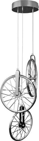 Lampa wisząca Polux Rustykalna LAMPA wisząca BICYKL 307569 Polux metalowa OPRAWA zwis LED 33W 3000K kaskada koła rowerowe circles chrom