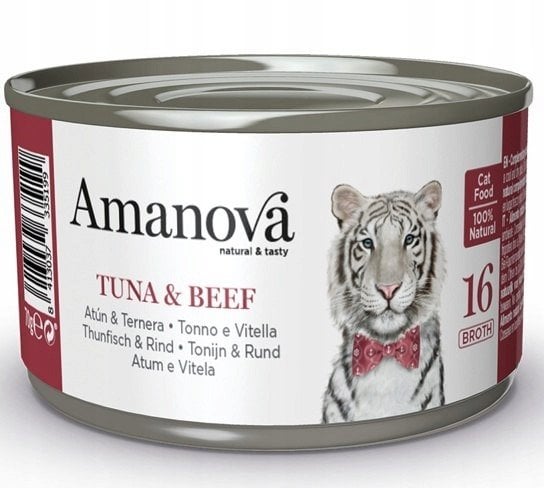 Amanova Kot Tuna & Beef w bulionie puszka 70g