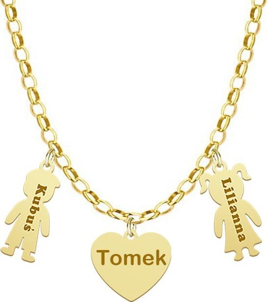 Radziszewska Jewellery Pozłacany Naszyjnik Personalizowany z Imionami GRAWER GRATIS