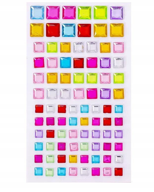 Diamenciki diamenty naklejki na twarz kryształki 3D kwadraty