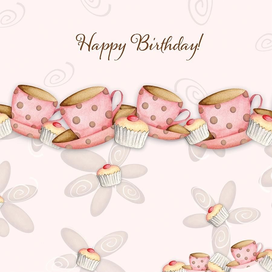 Clear Creation Karnet Swarovski - kwadrat. Urodziny, Filiżanki