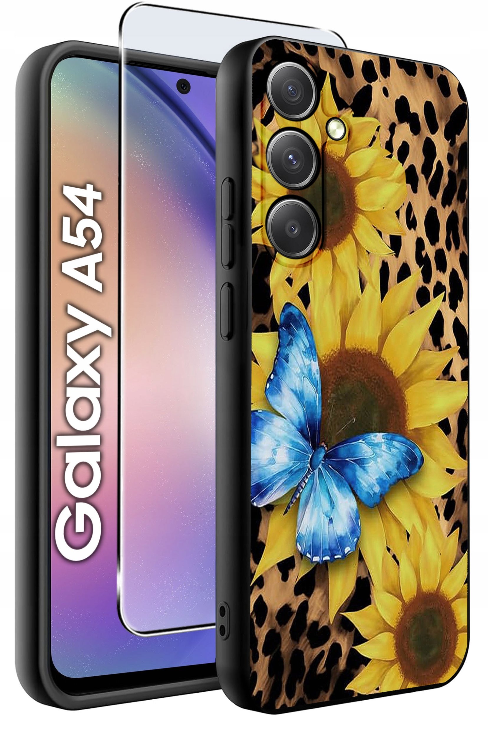 ETUI do Samsung A54 5G WZORY | SILIKONOWE MATT CASE + SZKŁO 9H