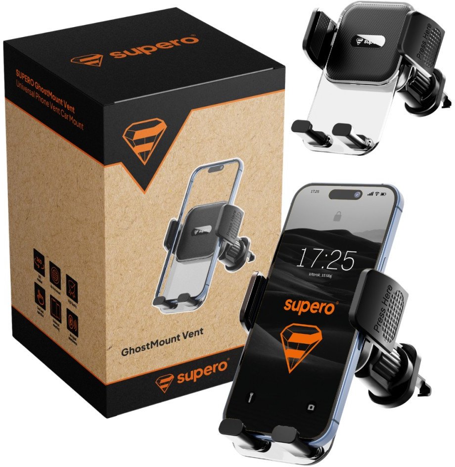 SUPERO Uchwyt samochodowy na kratkę nawiewu, czarny-przydymiony