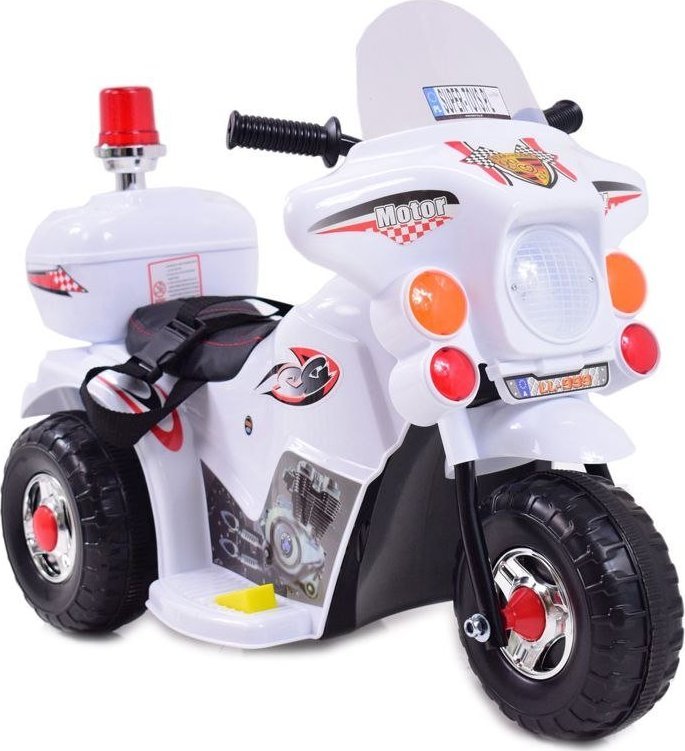 Super-Toys PIERWSZY MOTOR CHOPPER NA AKUMULATOR - KOGUT, MIĘKKIE SIEDZENIE, PASY/LL999