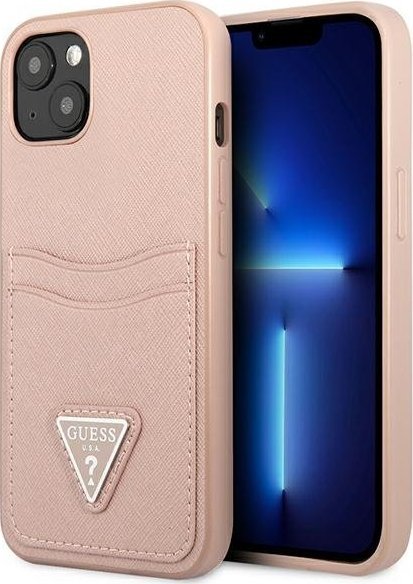 Guess GUHCP13SPSATPP iPhone 13 mini 5,4" różowy/pink hardcase SaffianoTriangle Logo Cardslot