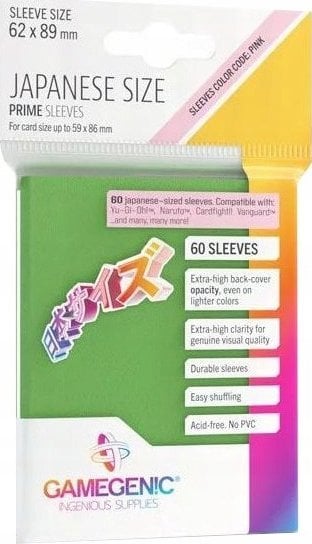 Gamegenic Gamegenic: Japanese Size Prime Sleeves (62x89 mm) 60 sztuk, Green