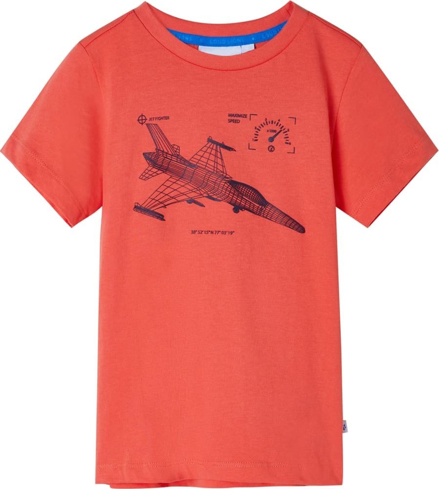vidaXL Koszulka dziecięca z nadrukiem myśliwca, jasnoczerwona, 92