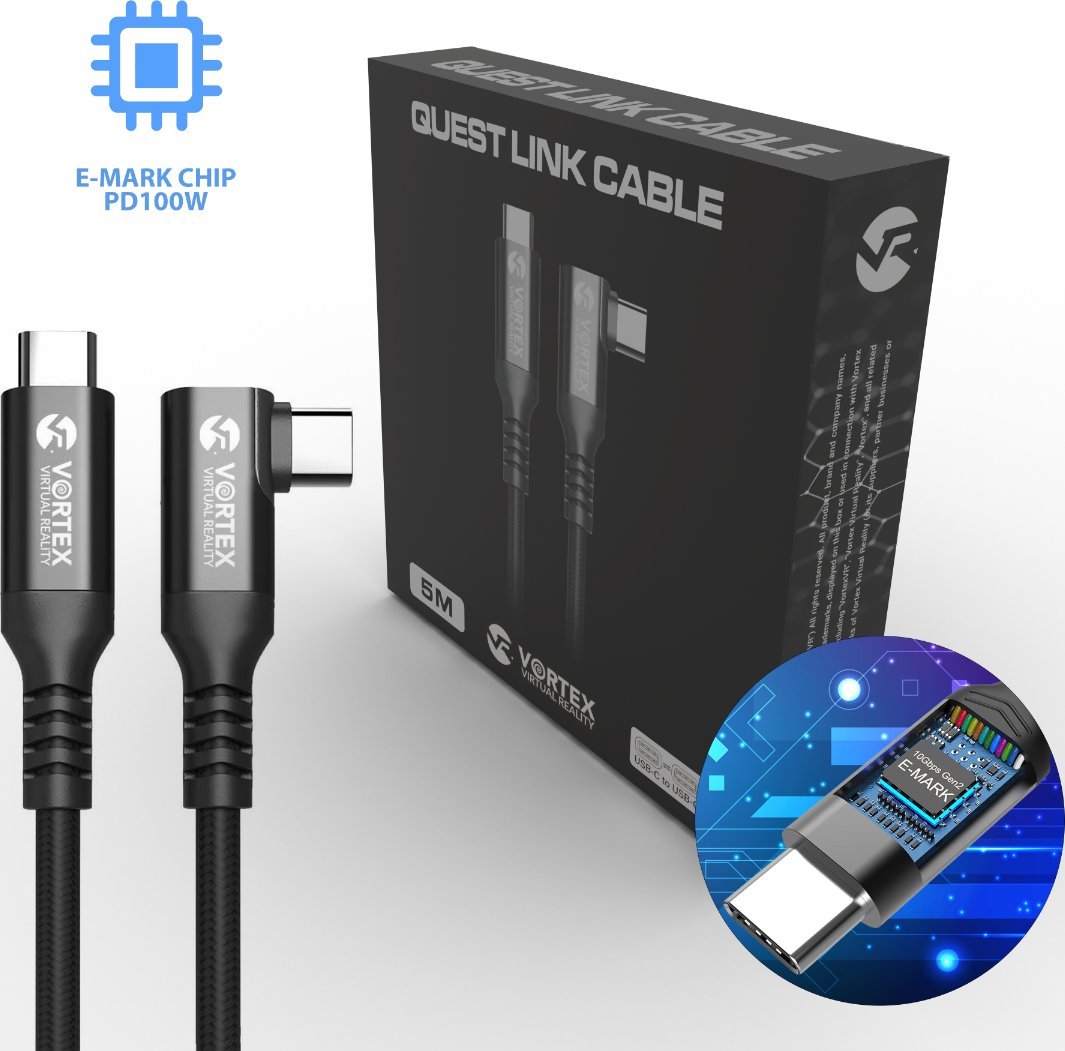 Vortex Virtual Reality VortexVR Kabel 5m 10 GBPS PD100W (Fast charging) USB-C do META QUEST LINK / OCULUS LINK