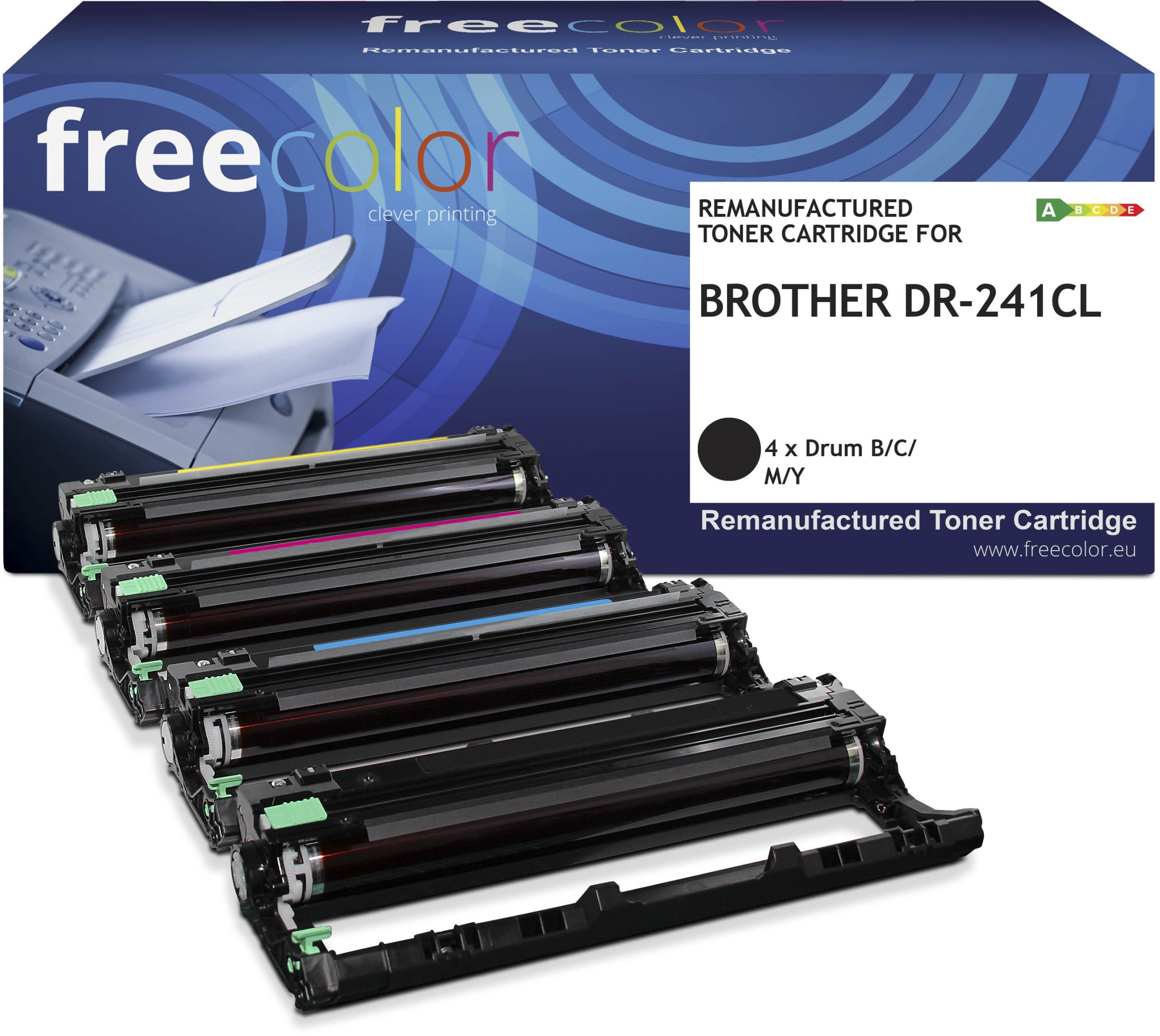 Freecolor Toner Brother DR-241CL Drum Kit BK/C/M/Y 15000 Sei remanufactured