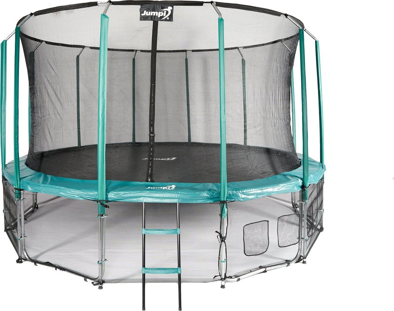 Trampolina ogrodowa Jumpi ogrodowa Maxy Comfort z siatką wewnętrzną 16 FT 487 cm zielona
