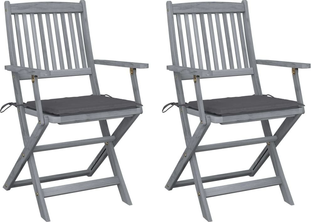 vidaXL Składane krzesła ogrodowe, 2 szt., poduszki, drewno akacjowe