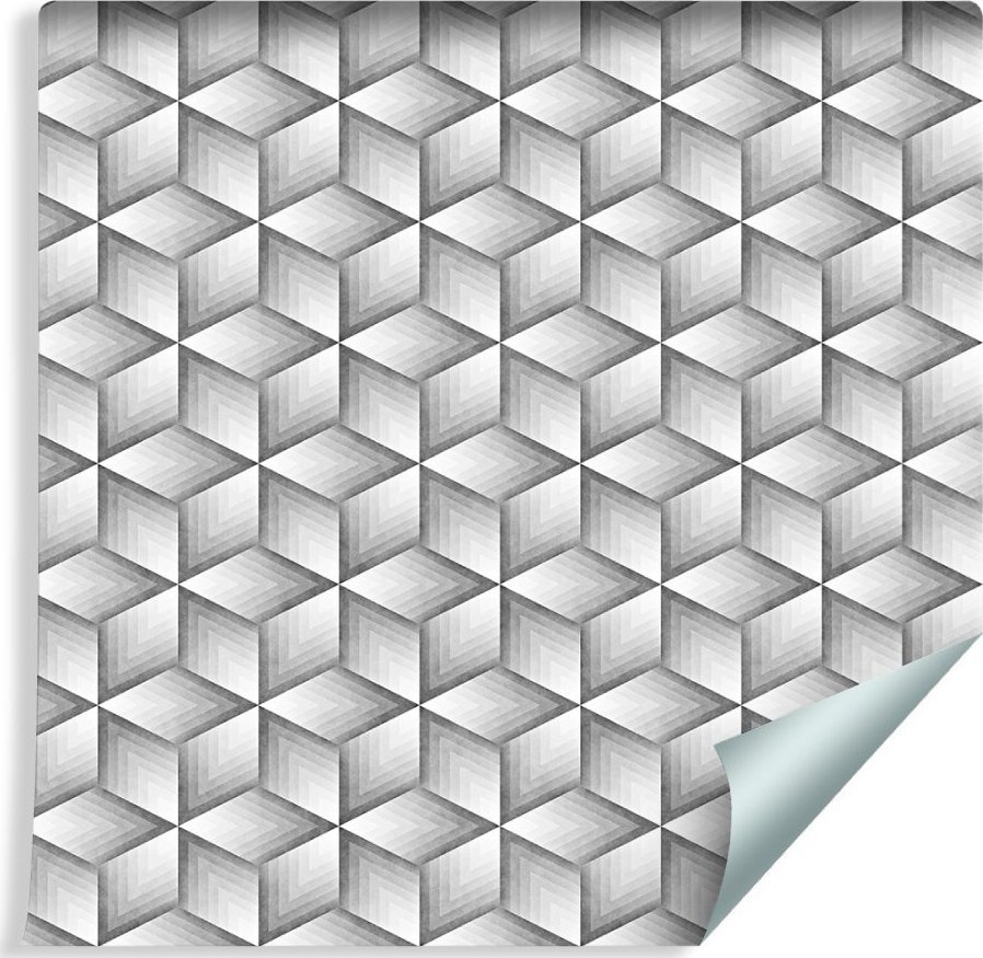 Muralo Tapeta Sześciany w Odcieniach Szarości - Efekt 3D
