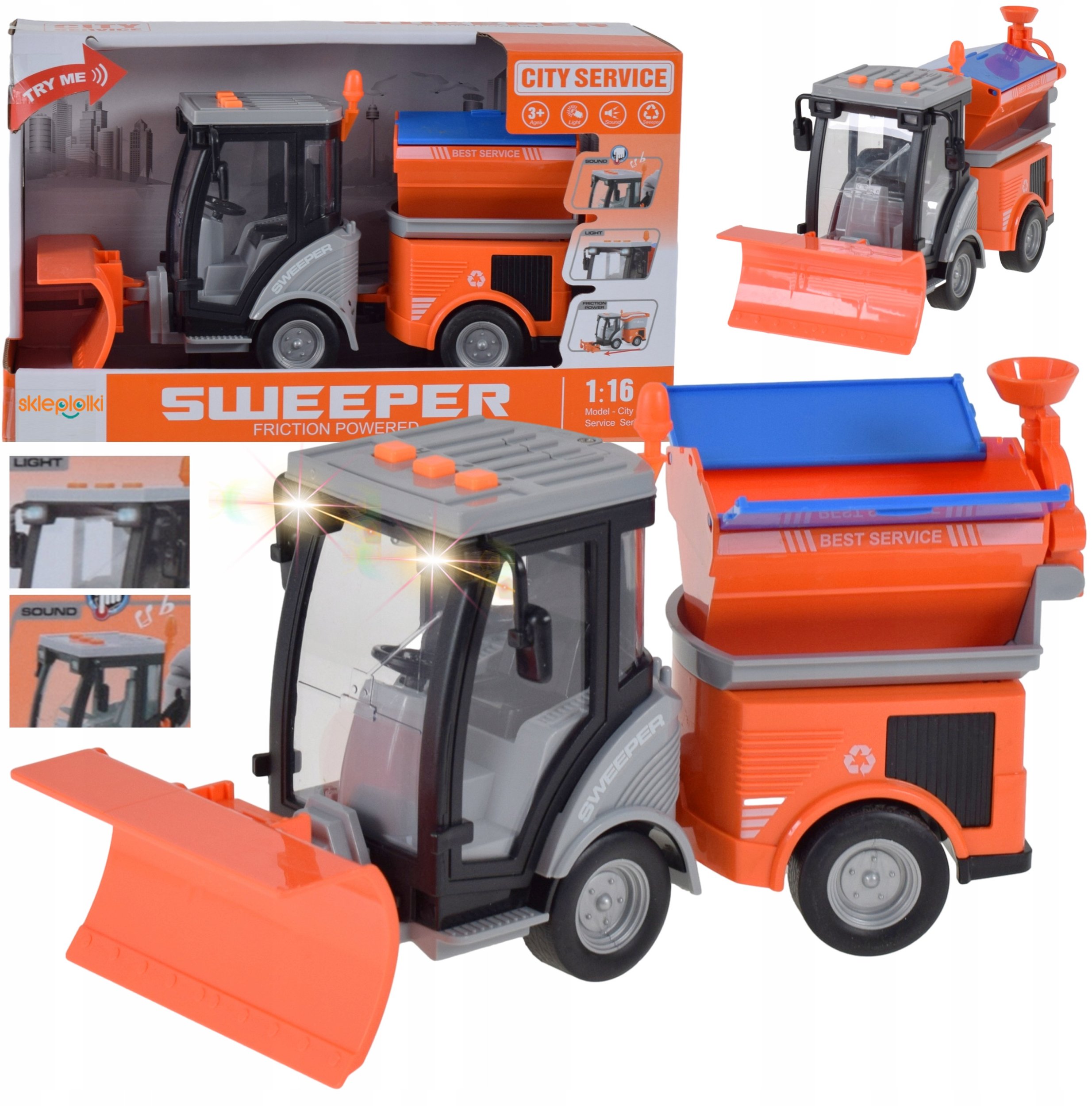 ODŚNIEŻARKA DROGOWA ZABAWKA POJAZD ULICZNY NA BATERIE SAMÓCHÓD DLA DZIECI