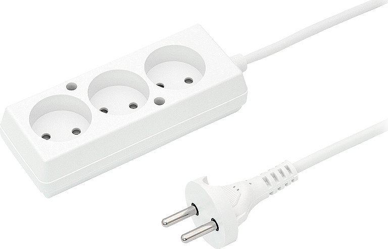 Blow 9904# Przedłużacz sieciowy ps-360 3-gniazda bez uziemienia 1,5m biały 2x1mm