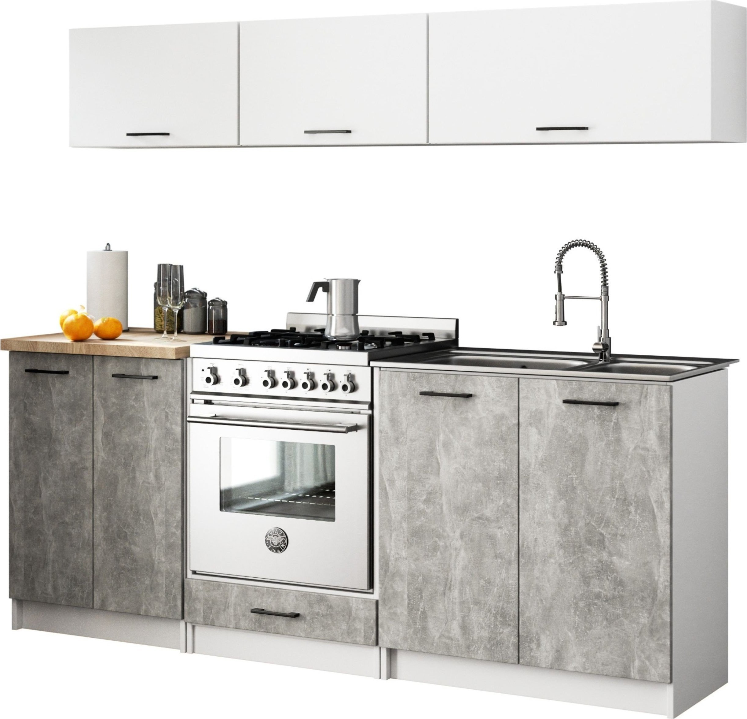 Fabryka Mebli Akord MEBLE KUCHENNE ZESTAW OLIWIA G1 2.0M BIAŁY-BETON