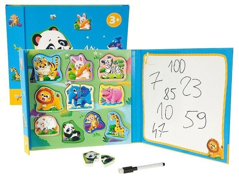 Puzzle i tablica suchościeralna z długopisem