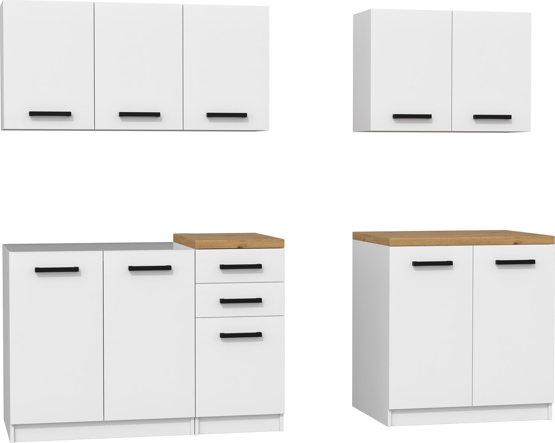 Topeshop ZESTAW MEBLI KUCHENNYCH SET 200 BIEL DĄB ARTISAN