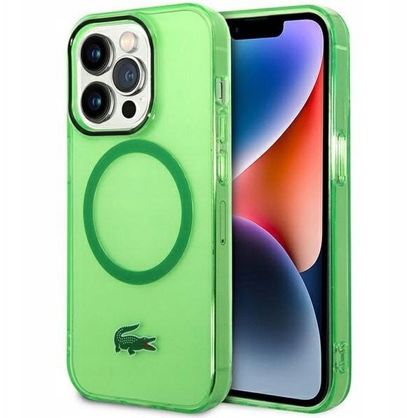 Lacoste Etui do iPhone 14 Pro 6.1" zielony hardcase Transparent MagSafe