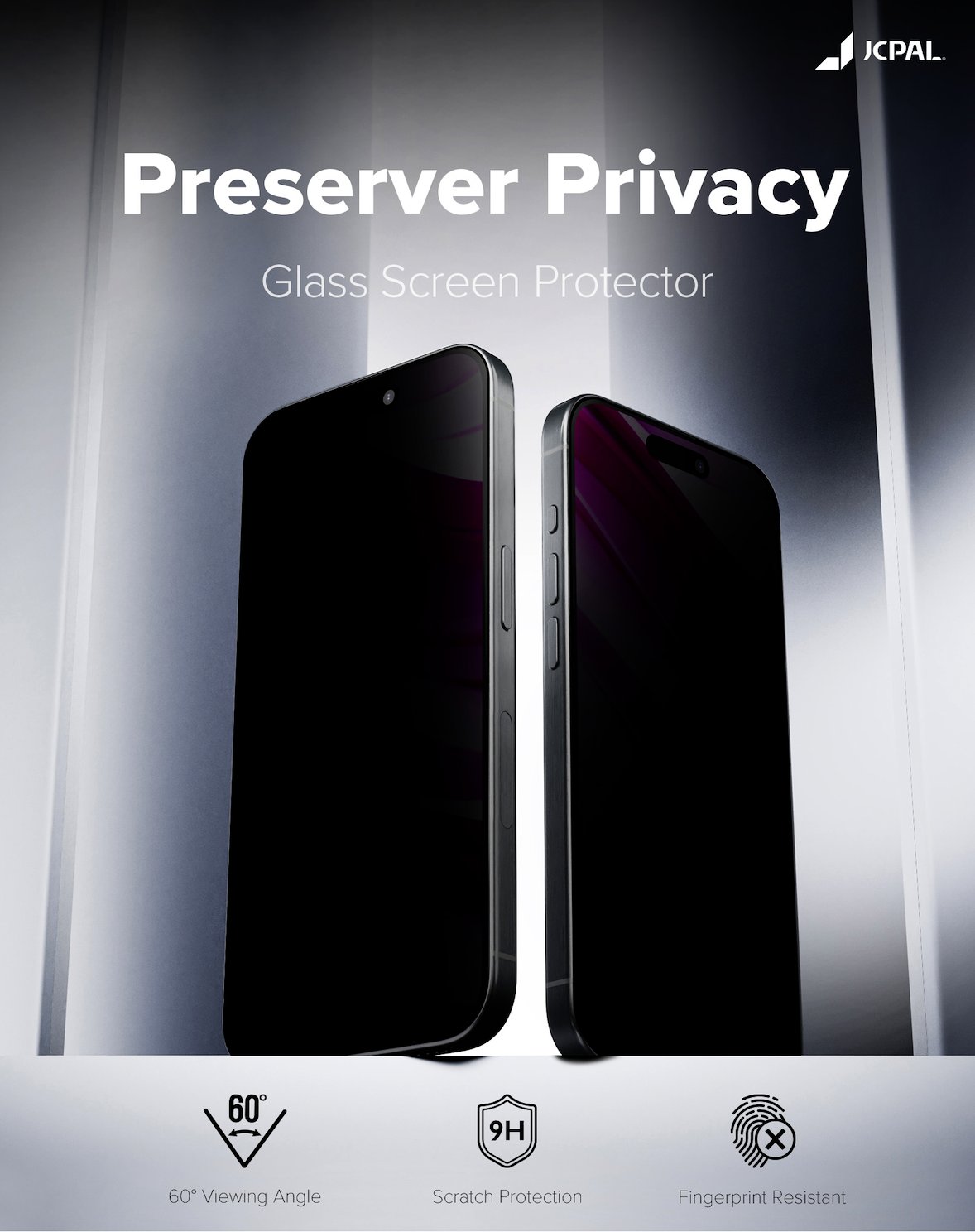 JCPal Preserver Privacy Tempered Glass Screen Protector - prywatyzujące szkło hartowane do iPhone 17