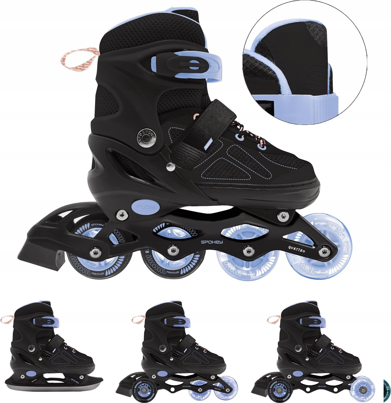Rolki Spokey Łyżworolki regulowane dziecięce 4w1 Spokey QUATTRO