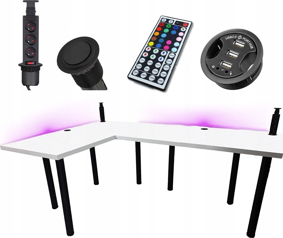 BIURKO GAMINGOWE NARONE 180x120 GNIAZDO PRODUCENT