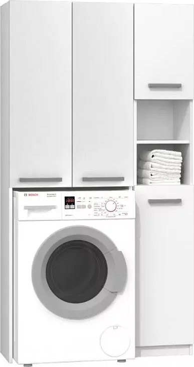 Elior Zestaw 2 białych szafek łazienkowych - Deron 2X