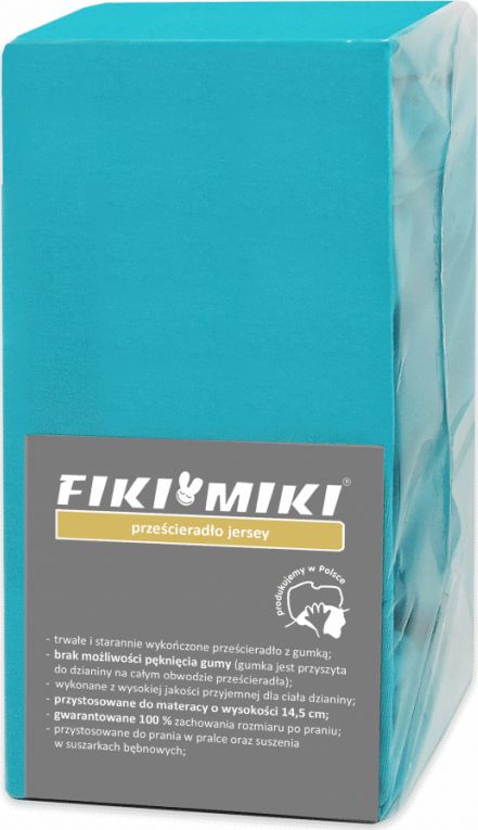Fiki Miki Prześcieradło 90x40 z gumką jersey turkus Fiki Miki