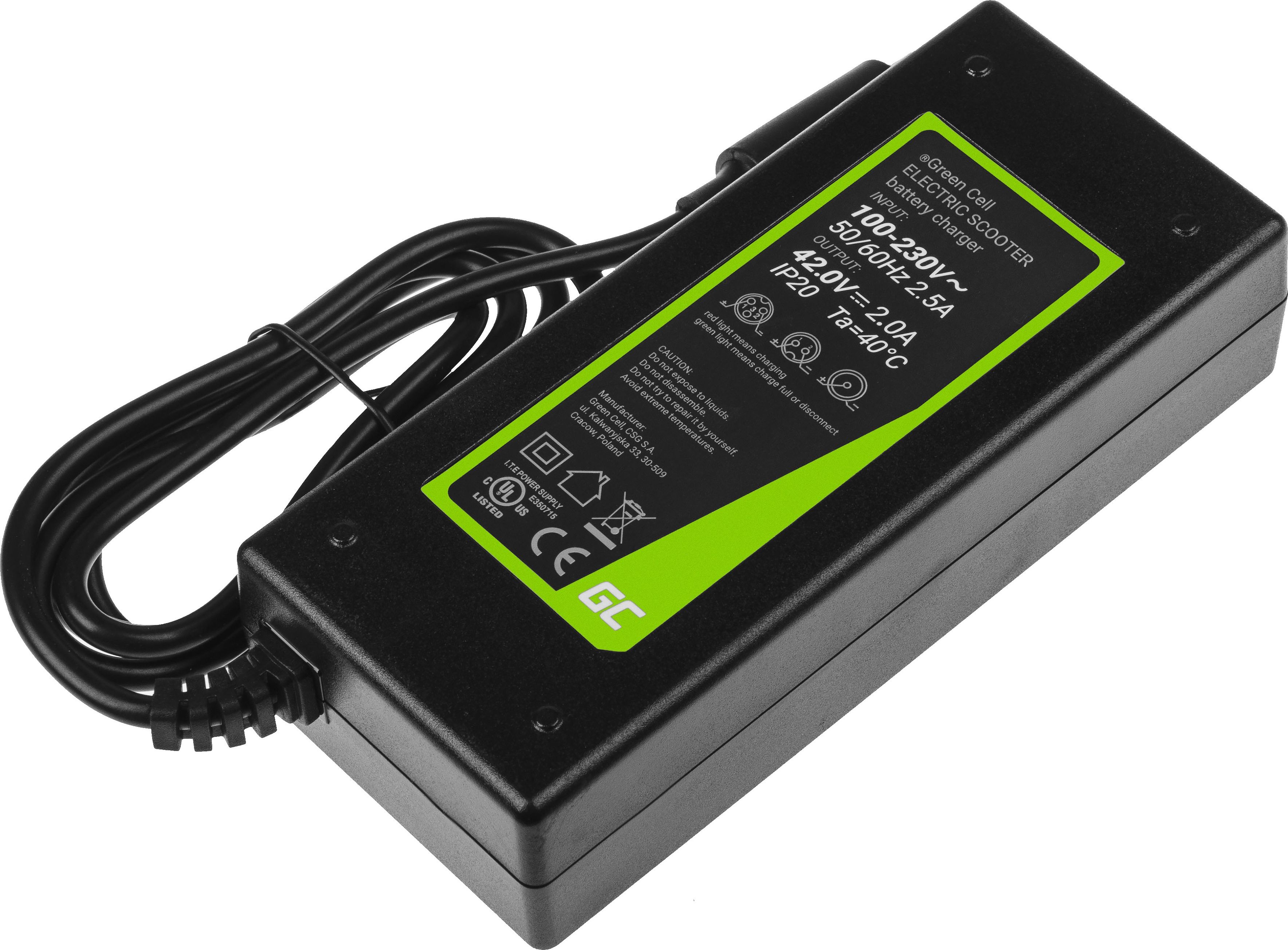 Green Cell Ładowarka Green Cell 42V do hulajnogi Xiaomi Mijia M365, M365 Pro / Segway Ninebot ES1, ES2, ES3, ES4 / Lime / Hive / Bird
