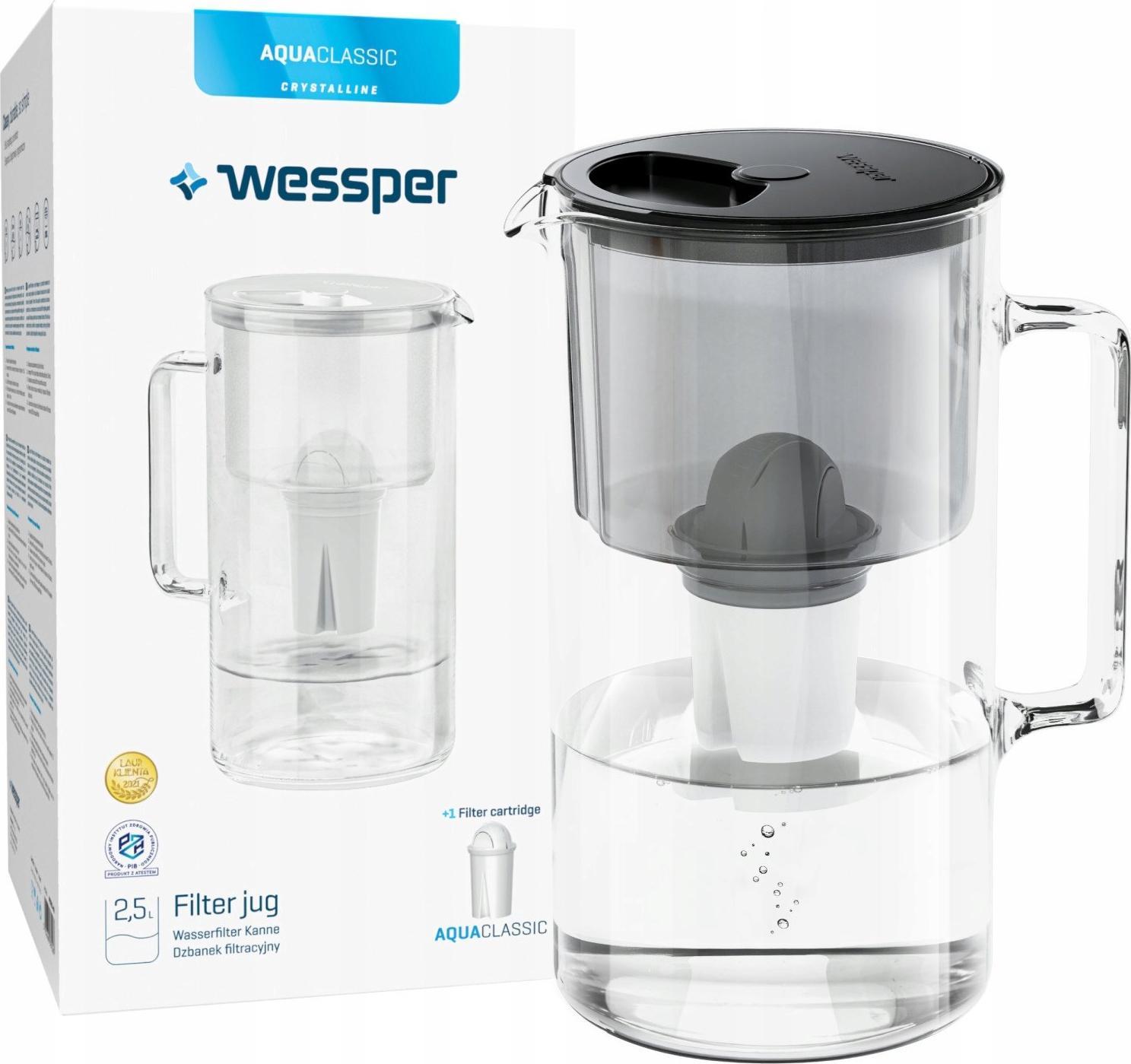Dzbanek filtrujący Wessper AquaClassic Crystalline (WES202-BK)
