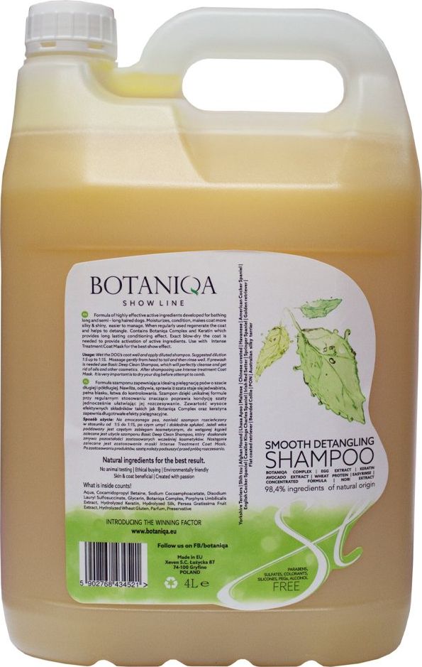 Botaniqa Botaniqa Show Line Smooth Detangling Shampoo – szampon dla psów o szacie długiej i półdługiej 4l uniwersalny