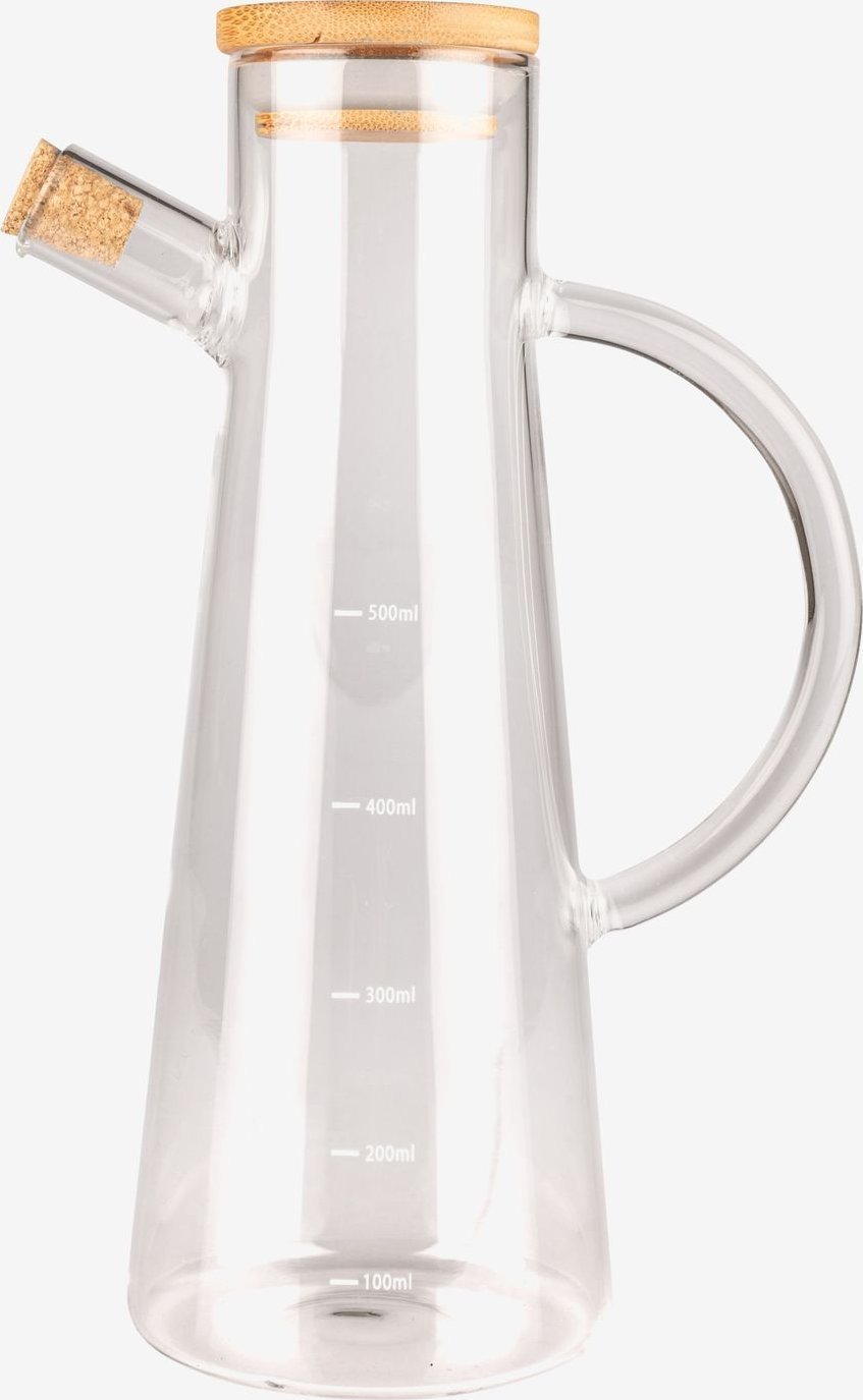 Scandinavian Home Oljekanna Home - H23.5 Ø10cm, 500 ml - Borosilikatglas/Kork/Trä - Klar