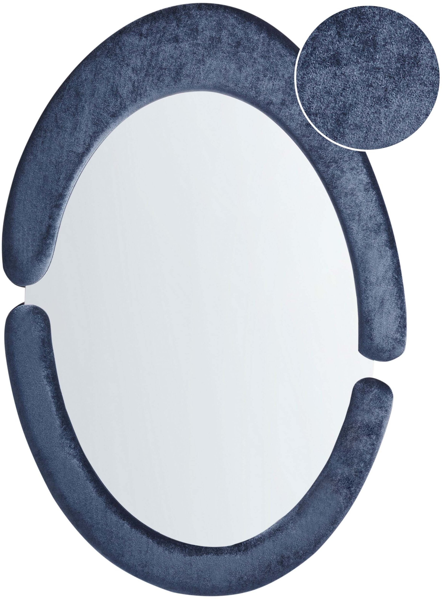 Beliani Lustro ścienne MASSAY 53 cm 90 cm Welur ciemnoniebieski