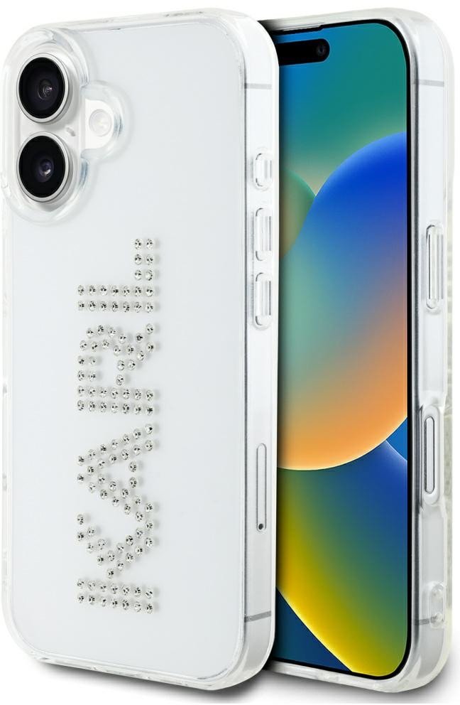 ETUI KARL LAGERFELD IML RHINESTONES LOGO DO IPHONE 16 PRZEZROCZYSTY