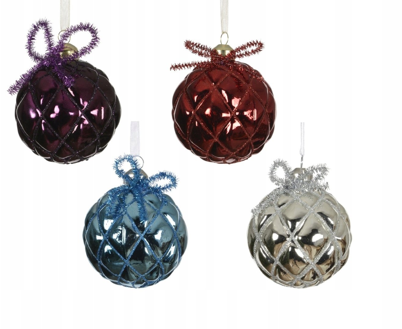 Bombka choinkowa szklana okrągła różne kolory 8cm 1szt