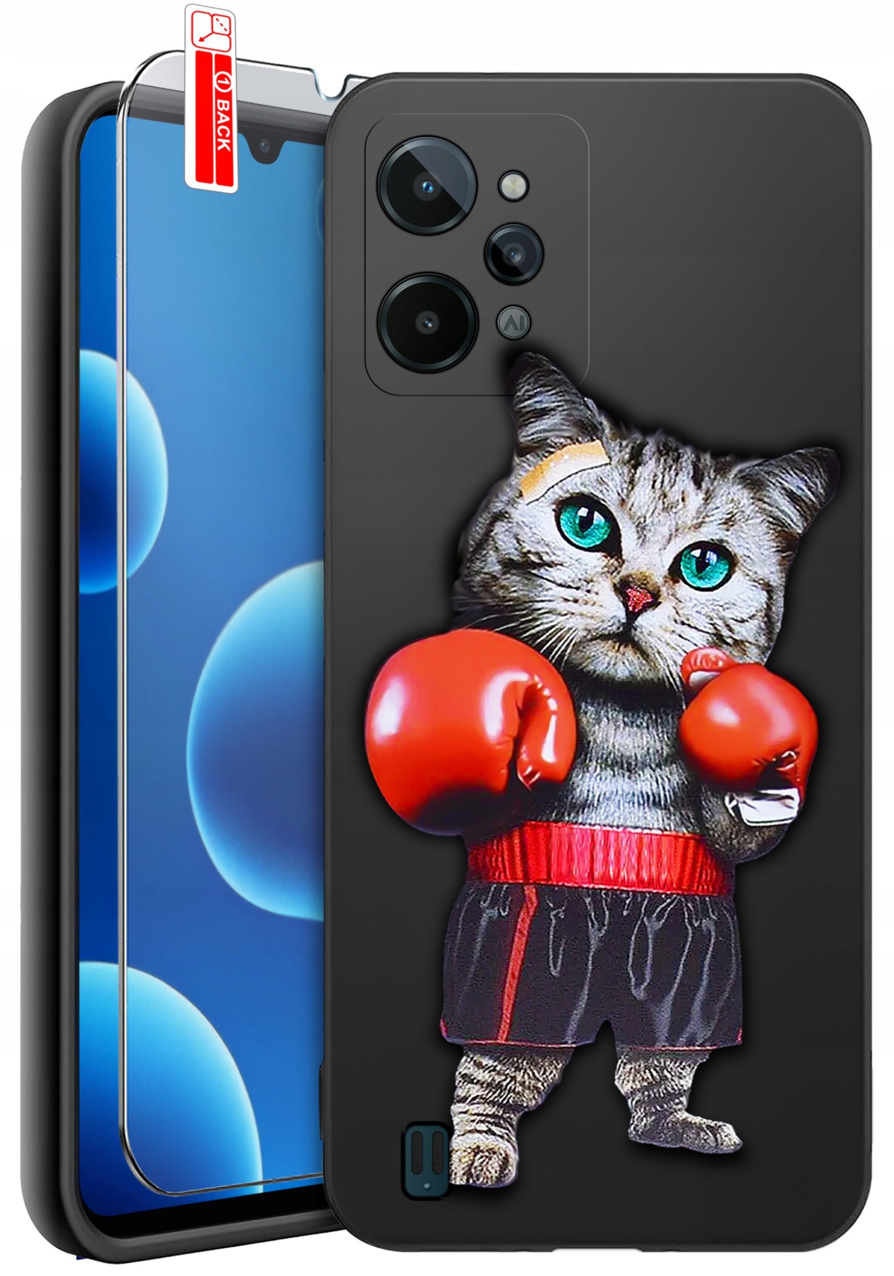 ETUI do Realme C31| WZORY | SILIKONOWE MATT CASE + SZKŁO 9H