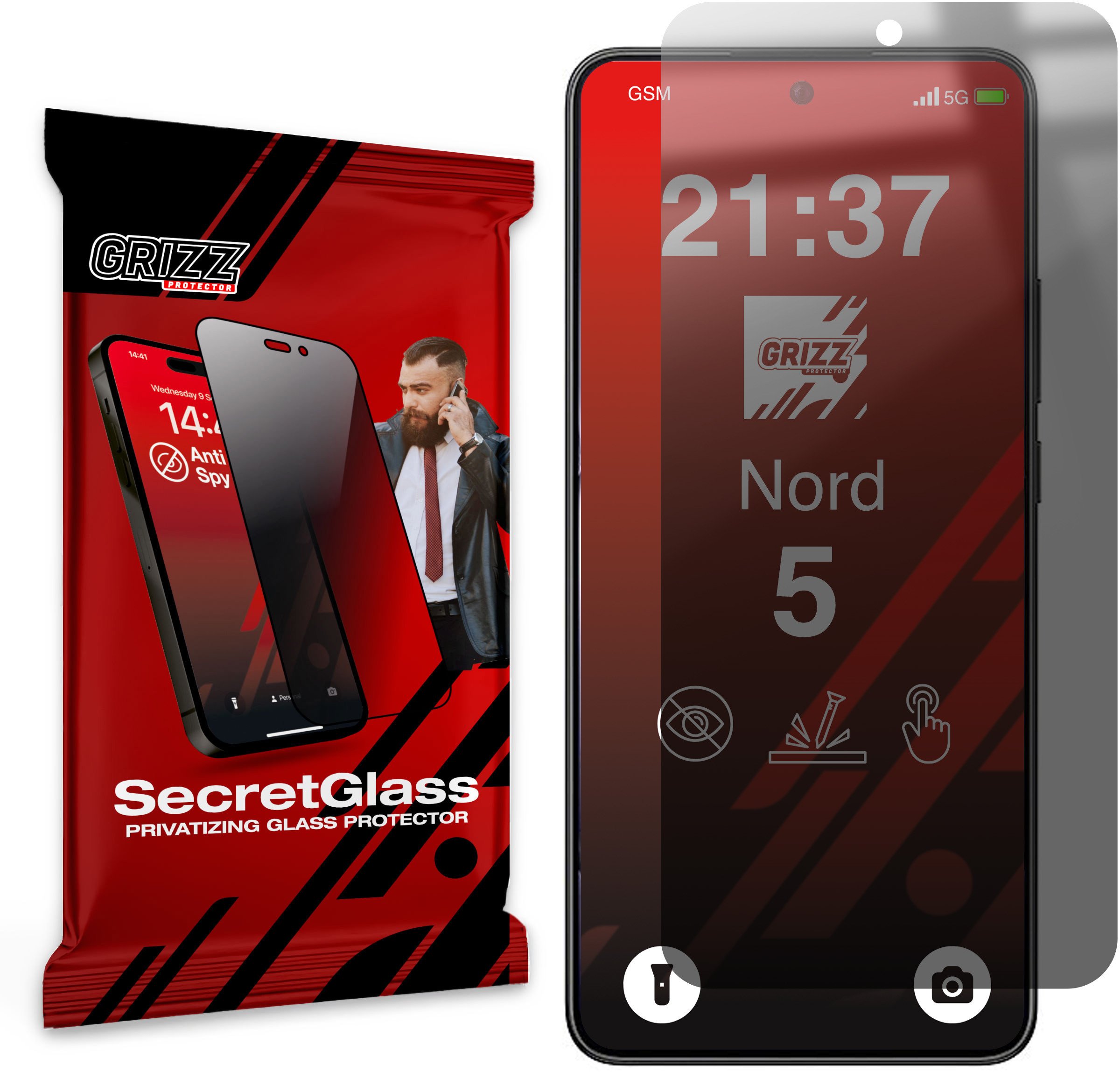 Matowe szkło prywatyzujące GrizzGlass SecretGlass do OnePlus Nord 5