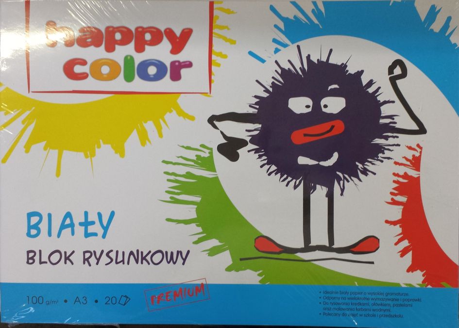 Happy Color Blok rysunkowy A3 20k biały