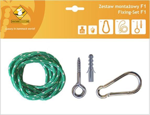 Koala Zestaw montażowy F1 do hamaków, zielony (koala/zf1)