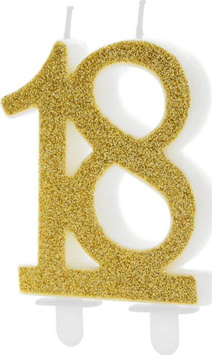 Party Deco Świeczka na 18-tke ze złotym brokatem - 1 szt. uniwersalny