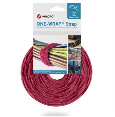 Taśma VELCRO One Wrap 20 mm x 330 mm, 100 sztuk, czerwona