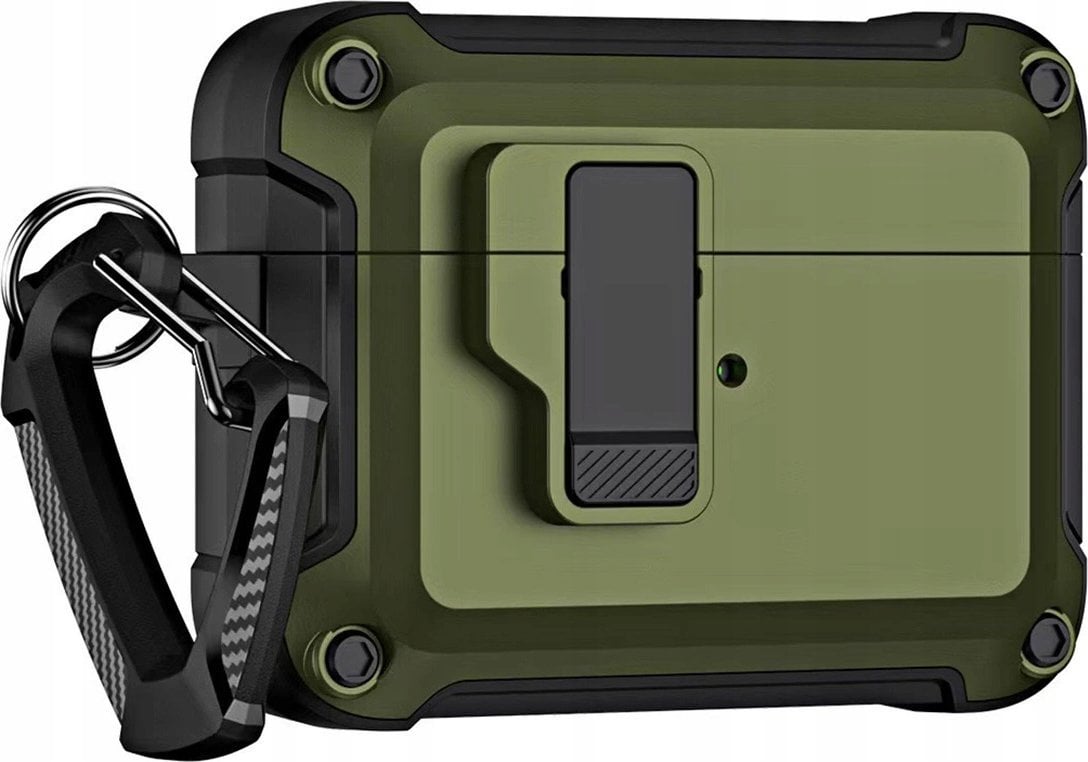 Hurtel Pro Armour Airpods Case with hook - AirPods 4 olive