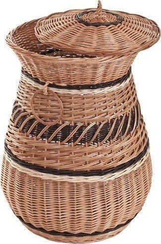 Kosz na pranie WickerPL Wiklinowy Bieliźniak Kosz na Pranie kosz do łazienki okrągły 47 H65 cm
