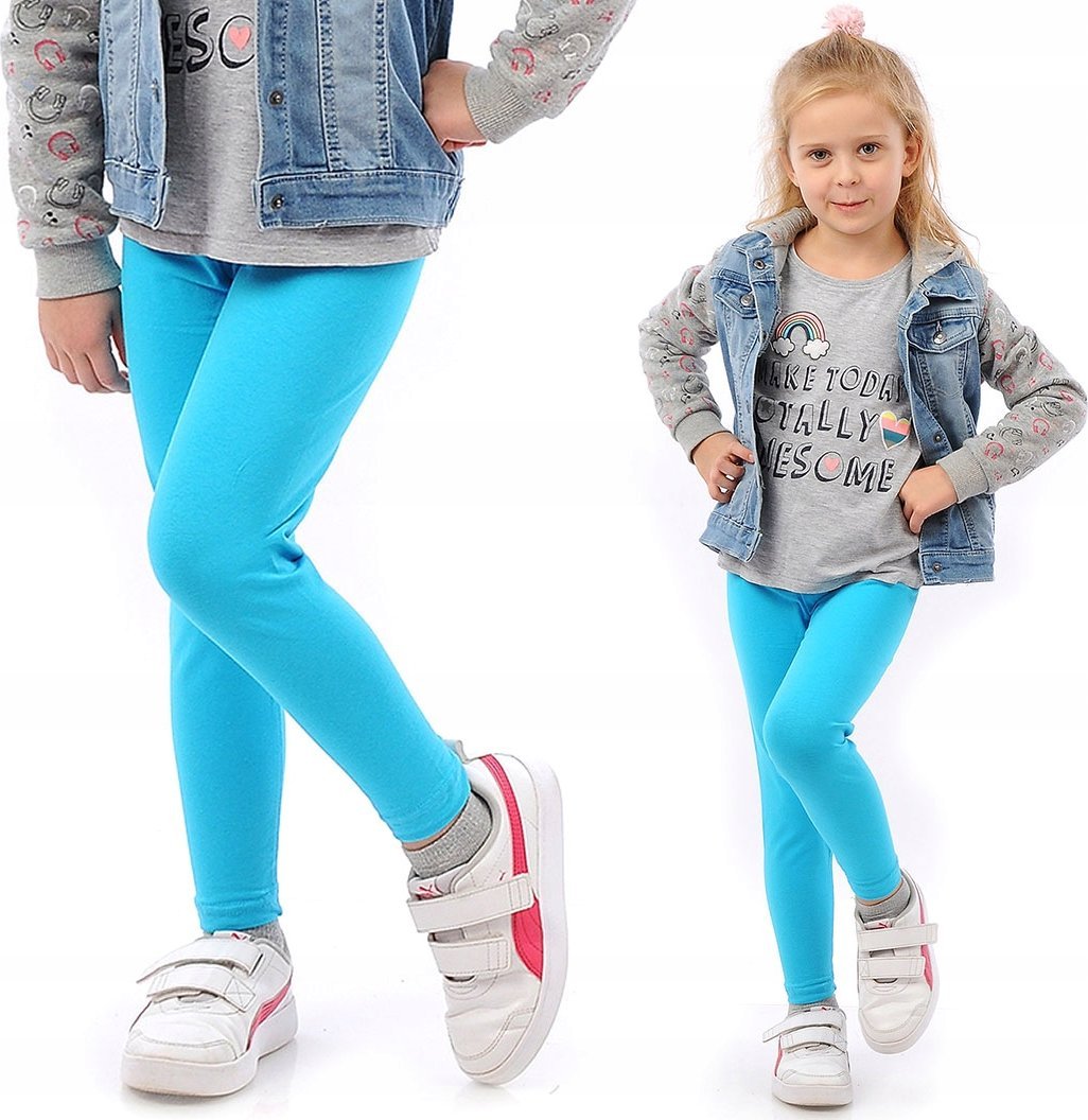 Legginsy dziecięce długie bawełniane klasyczne Turkusowe 104